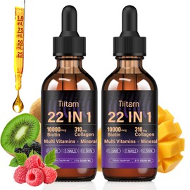 Liquid Collagen, Biotin & Hyaluronic Acid – Hair Growth Vitamins and Mineral Supplements for Women and Men Supports Hair, Skin & Nails | Vitamin B Complex-60ML 2Pack