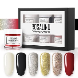 RoseFlower Dipping Powder Nails Kit, 6 Colours Nude Dip Nails Powder Starter Kit with Base Coat, Top Coat, Dust Brush, Nail File - DIY Salon Manicure at Home - 3 Weeks Radiant Shiny