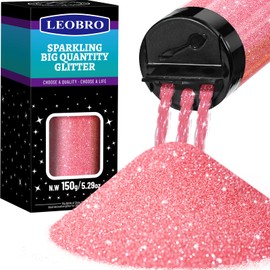 LEOBRO LEOBRO Pink Extra Fine Glitter, 150g/5.29oz, Metallic Powder for Resin, Crafts, DIY Tumbler Painting Art, 0.2MM