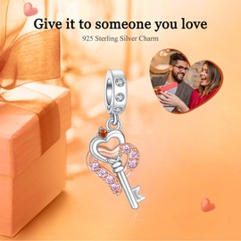 Rimgoris 925 Sterling Silver Charm for Women's Bracelets, Valentine's Day Eternal Love Clip, Secure Chain Dangle Charm Gifts, Silver