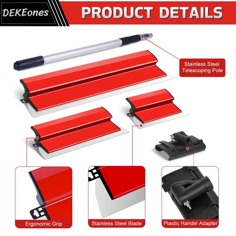 DEKEones Drywall Skimming Blade Set, Stainless Steel 10",16" & 24"