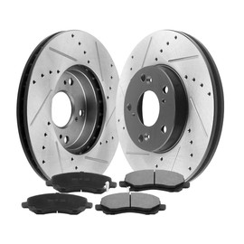Afa Motors Front Brake Pads and Rotors E-Coated Slotted and Drilled fits Chrysler 200 Sebring,Dodge Avenger Caliber,Mitsubishi Eclipse Galant Lancer,Jeep With Brake Kit & Ceramic Pads, Cleaner Fluid