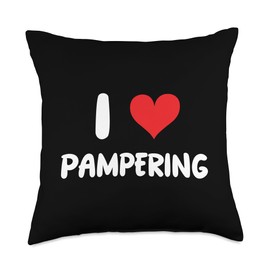 I Love Pampering - Heart - Relax Relaxation Spa Resort Throw Pillow
