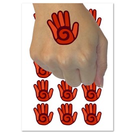 Southwestern Style Tribal Hand with Swirl Temporary Tattoo Water Resistant Fake Body Art Set Collection - 15 2" Tattoos (1 Sheet)