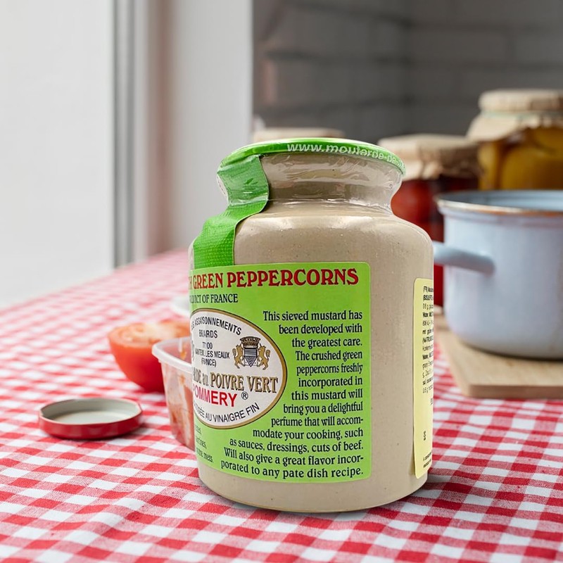 Pommery - Gourmet Green peppercorn Mustard from France in crock