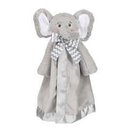 Bearington Baby Lil' Spout Snuggler, Gray Elephant Security Blanket, 15 inches