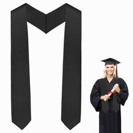 KQNBI Black Graduation Stole 70" Plain Graduation Sash Unisex Adults Graduation Stole Class of 2026 Stole for Graduation Plain Graduation Stoles Stole Graduation Sashes and Stoles Graduations Scarf