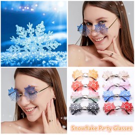LASPOR - anteojos de sol con forma de copo de nieve para mujeres y hombres, anteojos de fiesta de Navidad (degradado azul)