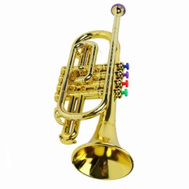 Gold Kid Trumpet Toy with 4 Colored Keys Interesting Educational Musical Children Trumpet Toy