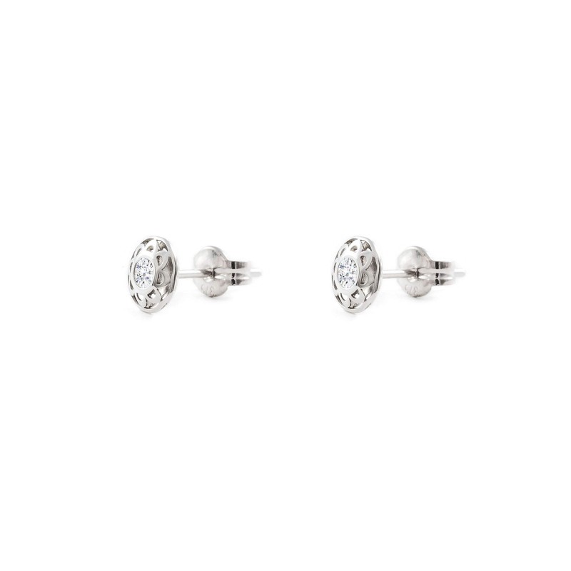 Women's & Children's Round Stud Earrings - White Gold 9