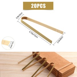 LUTER 20 Pieces 12 cm Bamboo Tongs Disposable Kitchen Utensils Bread Tongs Bread Tongs Natural Bread Tongs for Bread Tea Supplies Kitchen