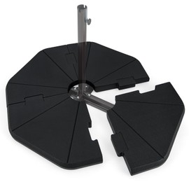 HAPPYGRILL Cantilever Offset Patio Umbrella Base, 208 lbs Capacity Water Sand Filled Umbrella Stand with Easy-To-Fill Spouts, Heavy-Duty Weighted Base Plate Set for Garden Deck Poolside