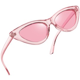 Joopin Polarized Clear Pink Cat Eye Sunglasses UV Protection, Chunky Frame Cateye Sun Glasses, Designer Shades Sunnies Party