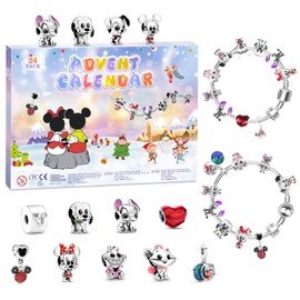 Advent Calendar 2024 Teen Girls Charm Bracelets, 24 Days of Christmas Countdown Calendar with 2 DIY Bracelets, 1 DIY Necklace and 22 Charms, Christmas Gift Ideas for Daughter Niece Granddaughter