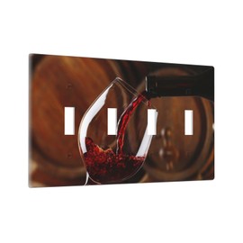 Pouring Red Wine Light Switch Cover Quad Toggle Wall Plate Decorative 4 Gang Switch Plate Cover For Kitchen Bathroom Farmhouse Modern