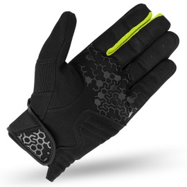 WARDLER Motorcycle Gloves for Men, Synthetic Amara, 4 Way Stretch, Spartan, Men's Biker Gloves, Soft Metacarpal-Knuckle Protection, Riding Gloves, Touchscreen (Black-Neon Yellow, Large)