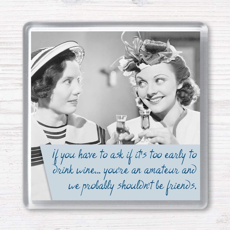Funny Vintage Wine Drinking Women Quotes Set of 4 Gift