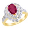 AFFY Simulated Pink Sapphire & Cubic Zirconia Engagement Ring in
