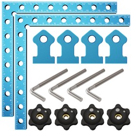 90 Degrees Positioning Squares, Right Angle Squares with 4 Clamps, Aluminium Alloy L-Type Corner Clamp Woodworking Clamping Tool for Picture Frames, Boxes, Cabinets (7.87in)