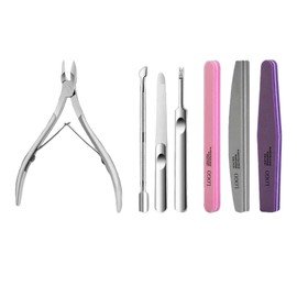 7 PCS Cuticle Trimmer with Cuticle Pusher,Professional Stainless Steel Durable Pedicure Manicure Tools Sponge Nail Files Cuticle Pusher Professional Cuticle Cutters