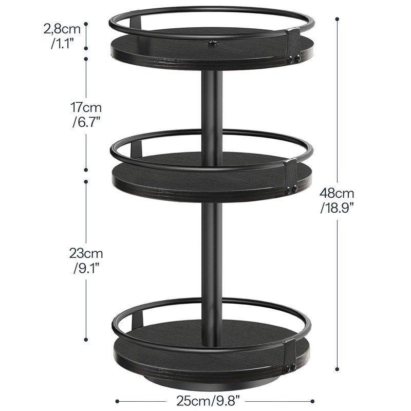 HOOBRO Lazy Susan Organizer, Rotating Spice Rack, 3-Tier Organizer, Turntable