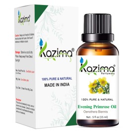 KAZIMA Evening Primrose Cold Pressed Carrier Oil - 100% Pure Natural & Undiluted For Skin care & Hair (15ml)