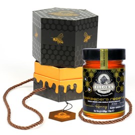 Ellora Farms Single Estate PDO Raw Greek Honey, Pine & Thyme Raw Honey Unfiltered, Beautiful Gift Pack with Dipper, Beekeepers Reserve, Pure Raw & Unfiltered Cold-Pressed, Gluten Free - 450 g