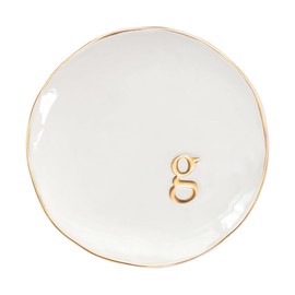 COLLECTIVE HOME - Ceramic Jewelry Tray, Decorative Trinket Dish for Rings Earrings Necklaces Bracelet Watch Keys, Birthday Mother's Day Christmas Gift for Women, 4.75", Glossy (g)