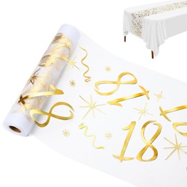 Table Runner for 18th Birthday, Table Decoration Birthday 28 cm x 10 m, Table Runner Gold Roll, Decoration 18th Birthday Girl Boy, Table Runner Tablecloth Birthday, 18th Birthday Decoration, Party