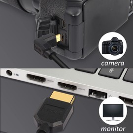 PNGKNYOCN Short 8K Micro HDMI to HDMI Cable 0.3m Right Angle Ultra High Speed 48Gbps Micro HDMI Male to HDMI Male Supports 8K@60Hz, 4K@120Hz (Down/0.3M)