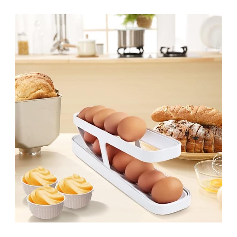 YaLiyA Egg Holder For Refrigerator Automatically Rolling Egg Storage Container