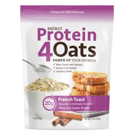 PEScience Protein4Oats, Powder to Make Amazing Tasting Protein Oatmeal, with Whey and Casein, French Toast, 12 Servings