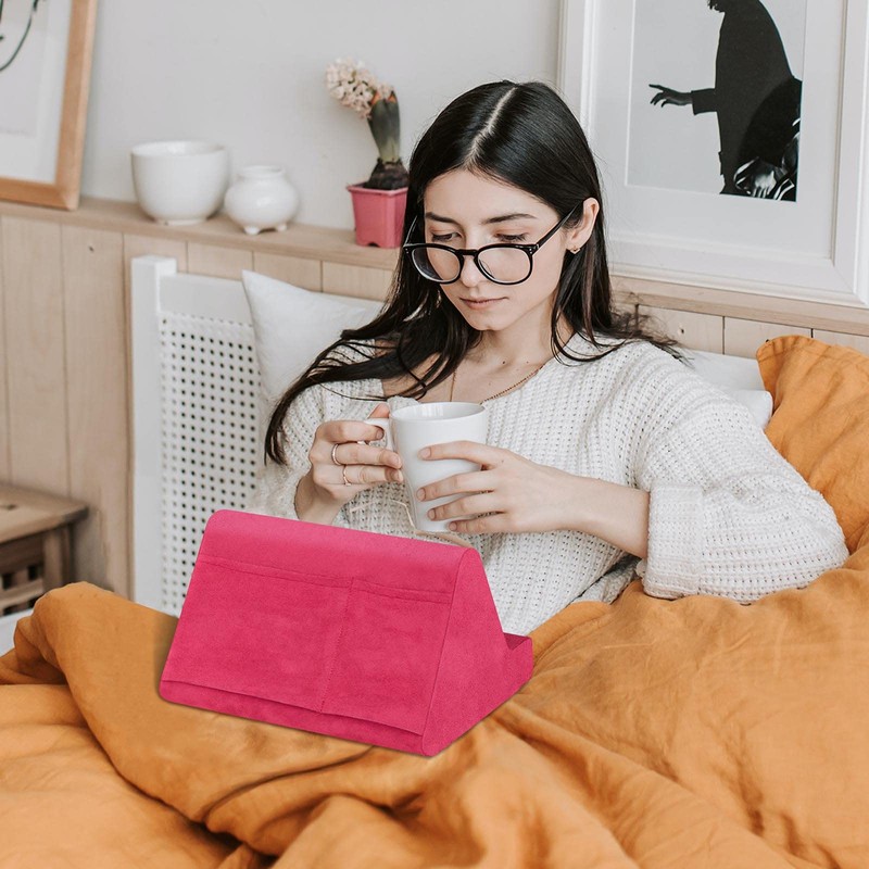 BZVV Soft Tablet Stand Pillow with Pocket,Adjustable 3 Viewing Angle,Lazy