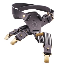 Leather braces for men, Jesse James braces for men, vintage braces leather, braces men's extra strong clips., black