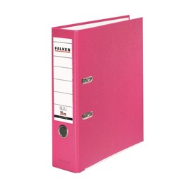 Falken Original Coloured PP Plastic Folder, Made in Germany 8 cm-Wide DIN A4 Pastel Pink Colour Ring Binder, Vegan-Friendly Lever Arch Folder, Letter Folder, Office Folder, Slotted Folder, Single Unit