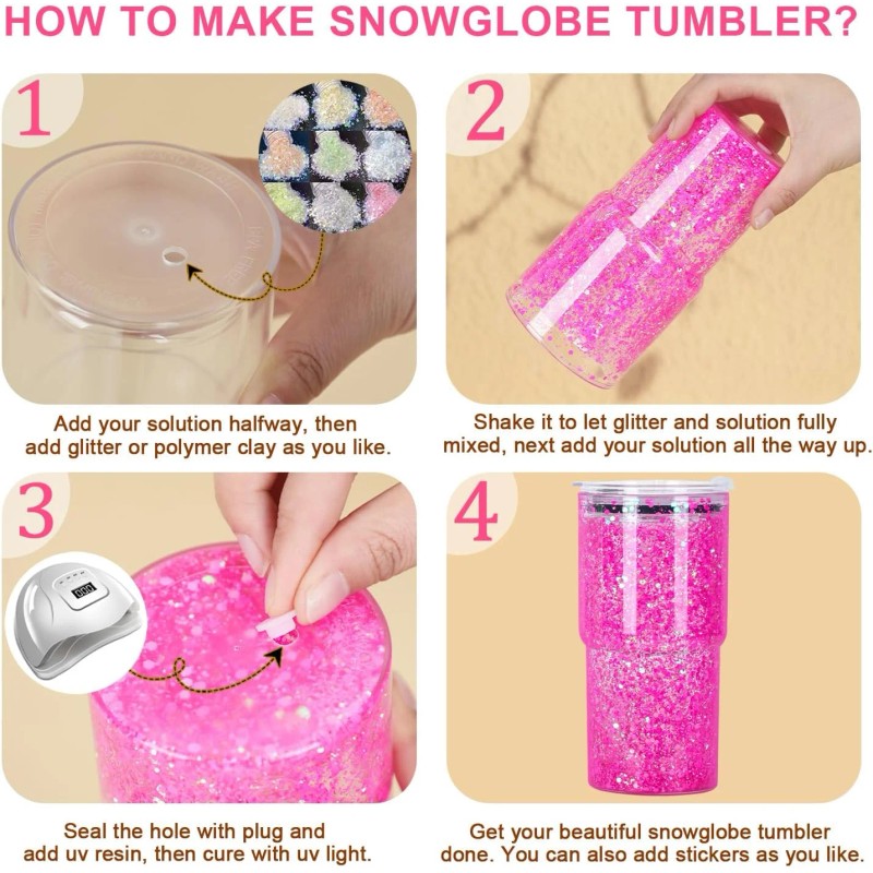 25pcs 18oz Plastic Double Wall Pre Drilled Snow Globe Car