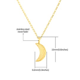 Made by Nami Minimalist Necklaces with Moon Pendant Hammered • Subtle Women's Stainless Steel Necklace with Strong Clasp • Choker Chain Women & Girls • Filigree Link Chain, stainless steel
