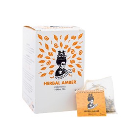 Afro Tea Herbal Amber (Kräutertee), Premium Tee in 15 Musselin-Teebeutel, je 2g, handgenäht. Erlesene Pflanzen bester Qualität - Koffeinfrei