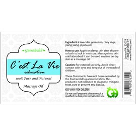 8 fl oz Massage Oil- C’est La Vie- 100% Pure Essential Oil Blends- Pre-Diluted - GreenHealth
