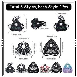 SUNNYCLUE 1 Box 24Pcs Gothic Style Ouijas Charm Planchette Charms Divination Board Metaphysical Message Board Acrylic Charms Heart Shaped Teardrop Moth Snake Mushroom Charm for Jewelry Making Charms