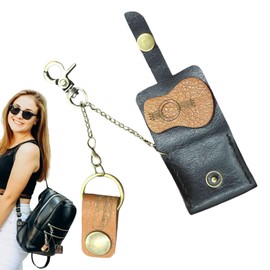 Leather Earbuds Pouch - Storage Earphone Carrying Case | Keychain Charm for Women Backpack, Handbag, Purse, and Schoolbag