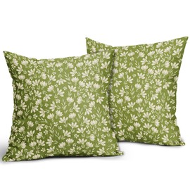 Aytipun Lime Green Pillow Covers 24x24 Set of 2 Vintage Floral Rustic Old Style Cute Flower Print Decorative Outdoor Pillowcases Seasonal Farmhouse Throw Cushion Case Decor for Couch Sofa Bed