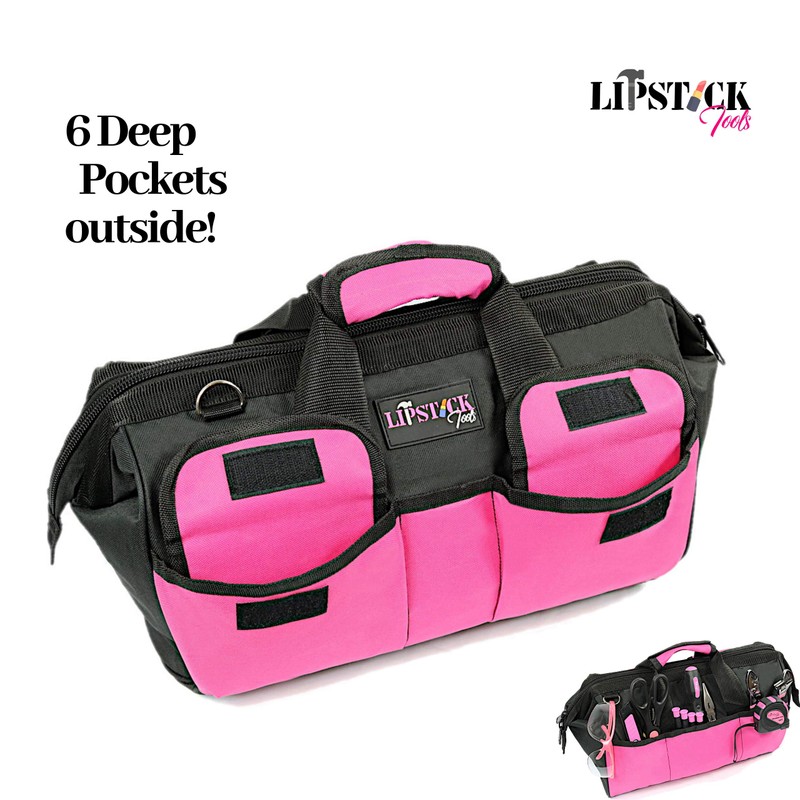 LipStick Tools 18-Inch Multi-Purpose Zip-Top Pink Storage Wide Mouth Tool
