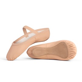 Dancecore Slip-On Soft Leather Ballet Dance Shoe for Children, Flexible, Long Lasting with Full Leather Sole for Stability (Pink, Size 5)