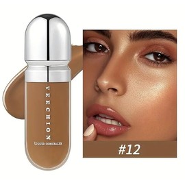 12-Shade Full Coverage Long Lasting Concealer, Waterproof Liquid Foundation For All Skin Types, Matte Finish, Buildable Coverage (12, 8ml)
