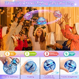 Flying Orb Ball Toy,Hover Hand Mini Drone Cosmic Globe, Fly Spinners for Kids Adults Indoor Outdoor Toys, Cool LED Lights Toys for 6 7 8 9 10+ Years Old Boys Girls Gift