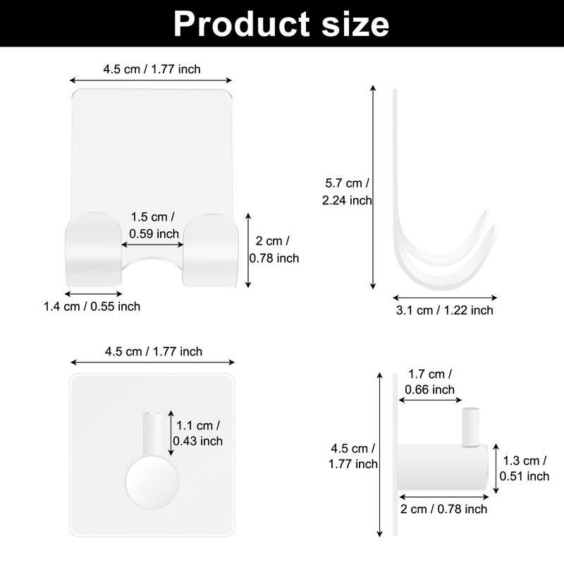 CGBE 4 Packs Shower Hooks for Inside Shower, Self Adhesive