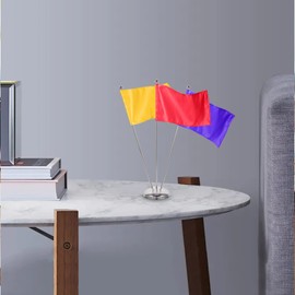 HOMSFOU Mini Flag Holder, 3 Pole Flag Pole, Table Flag Holder with Sticks, Small Flag Base, Office Flag Holder, Office Flagpole, for Office, Country Decoration