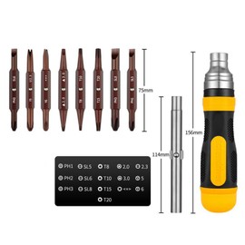 19-in-1 Ratchet Screwdriver Set, Portable  Ratcheting Screwdriver Set with Magnetic Tips for Furniture/ Car/ Computer/ Electronics Maintenance