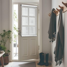 QuickInsta MagMount No Tool No Drill 1" Cordless Mini Blinds for Metal Steel Door, 25" W x 72" H, White, by Regal estate